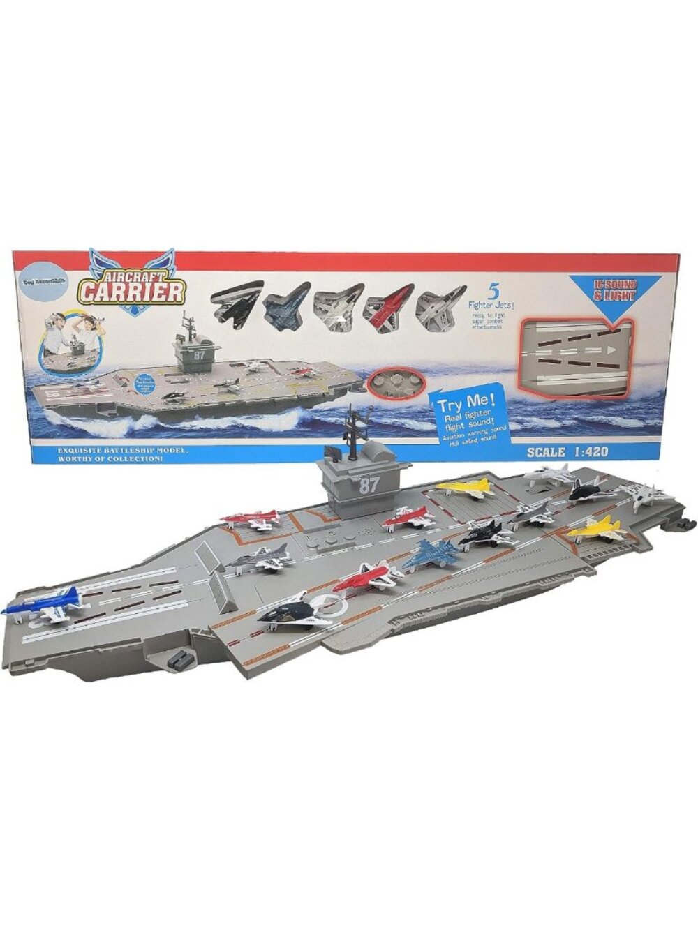 30 Inch Realistic Aircraft Carrier Toy with Lights & Sounds - Fun for Kids!